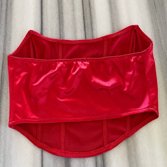 Satin Red Corset Crop Top M - Picture 3 of 3